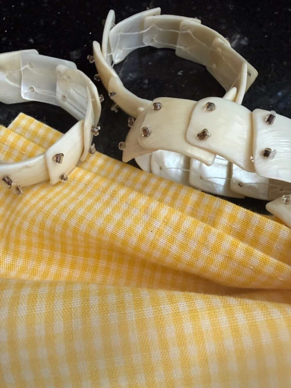 Vintage Ivory Shell MOP napkin rings set of 4